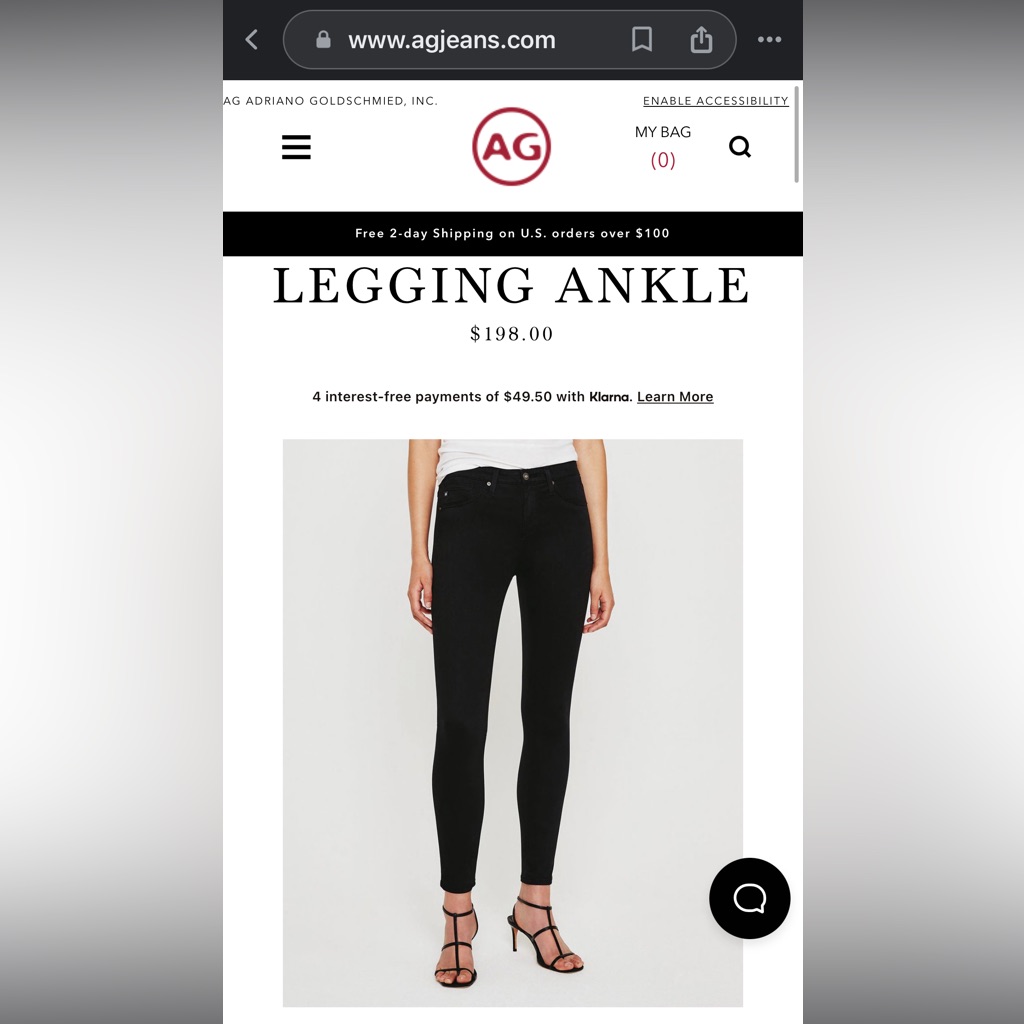 Ag Adriano Goldschmied Black Super Skinny Legging Pant